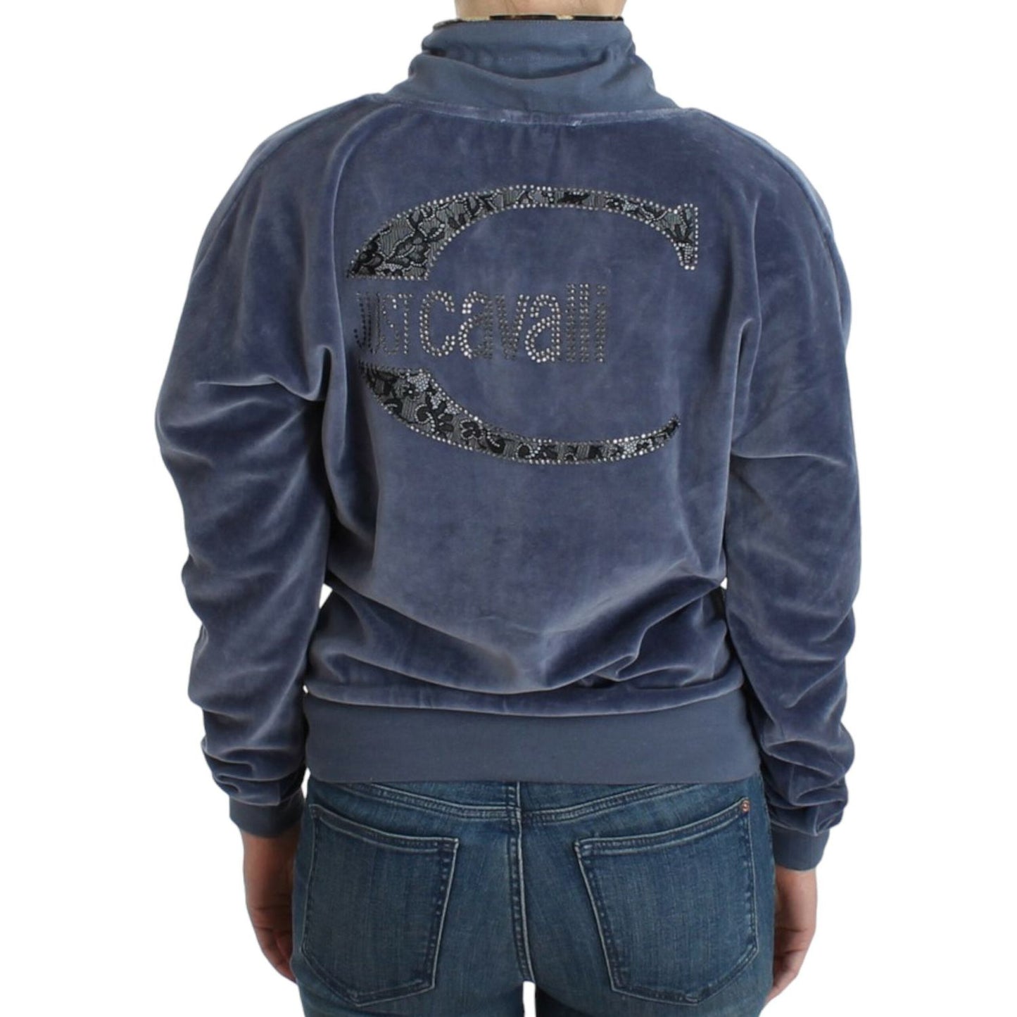 Cavalli Blue velvet cotton sweater Cavalli