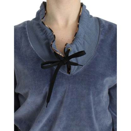 Cavalli Blue velvet cotton sweater Cavalli