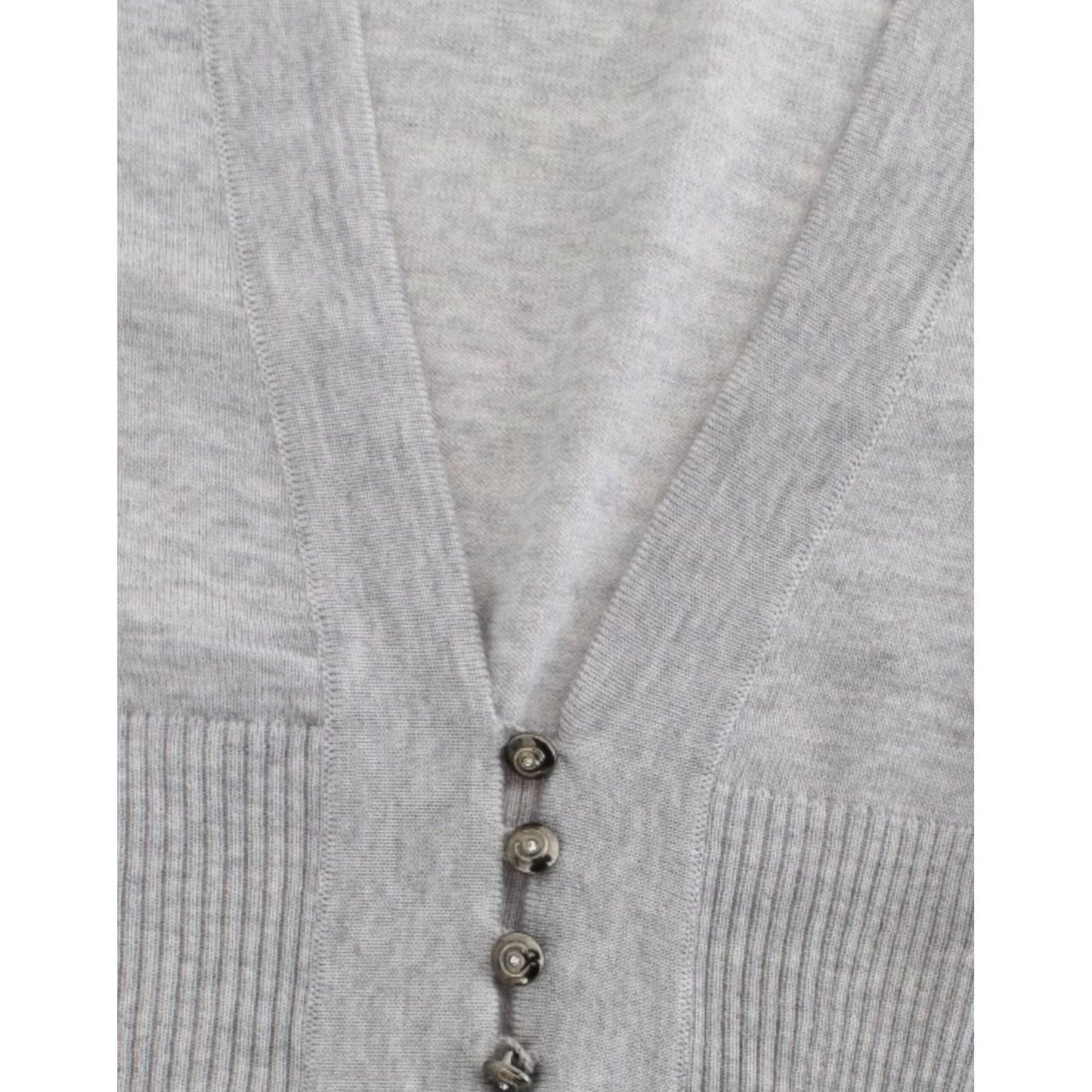 Cavalli Gray cropped wool cardigan Cavalli