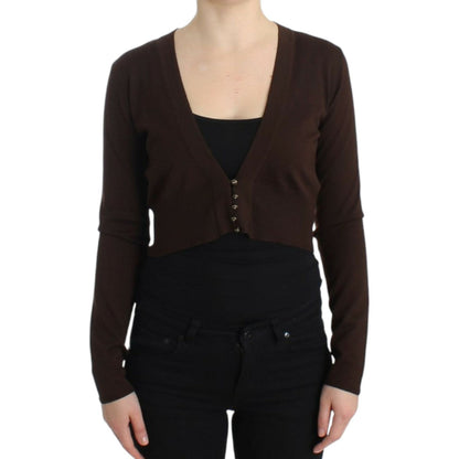 Cavalli Brown cropped wool cardigan Cavalli