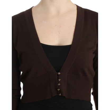Cavalli Brown cropped wool cardigan Cavalli