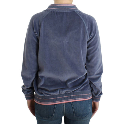 Cavalli Blue velvet zipup sweater Cavalli