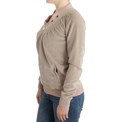 Cavalli Beige velvet zipup sweater Cavalli