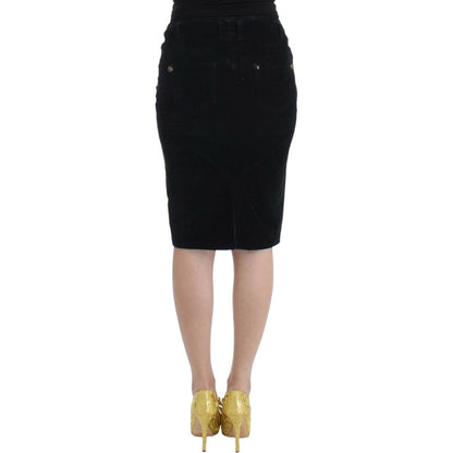 Cavalli Black Corduroy Pencil Skirt Cavalli