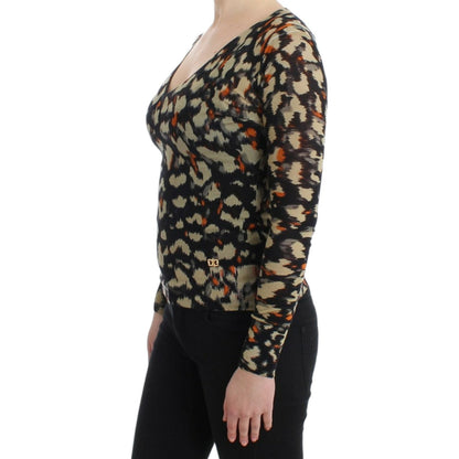Cavalli Multicolor v-neck wool jumper Cavalli