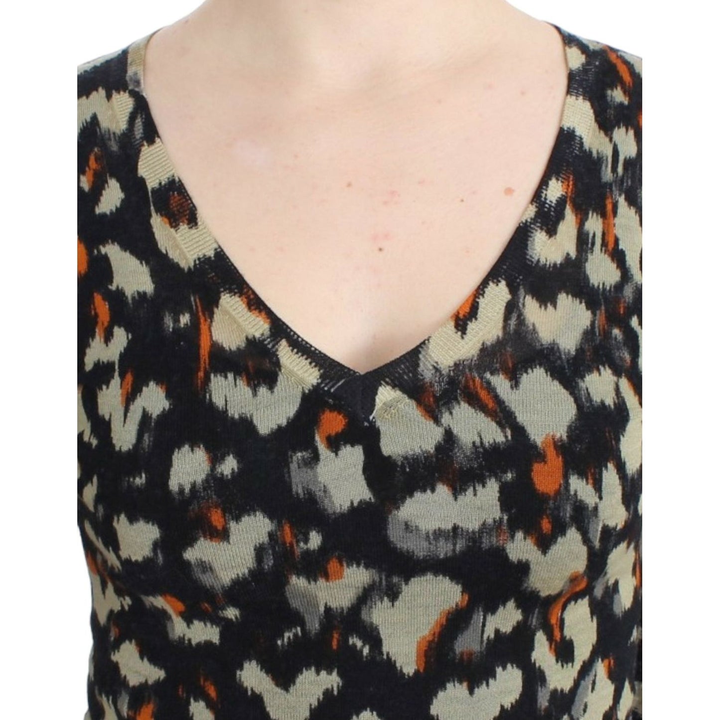 Cavalli Multicolor v-neck wool jumper Cavalli