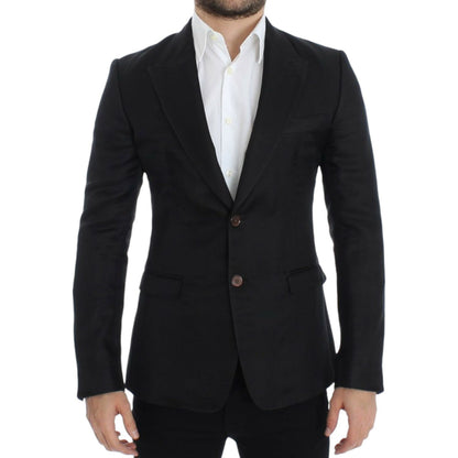 Dolce & Gabbana Black silk slim fit blazer Dolce & Gabbana