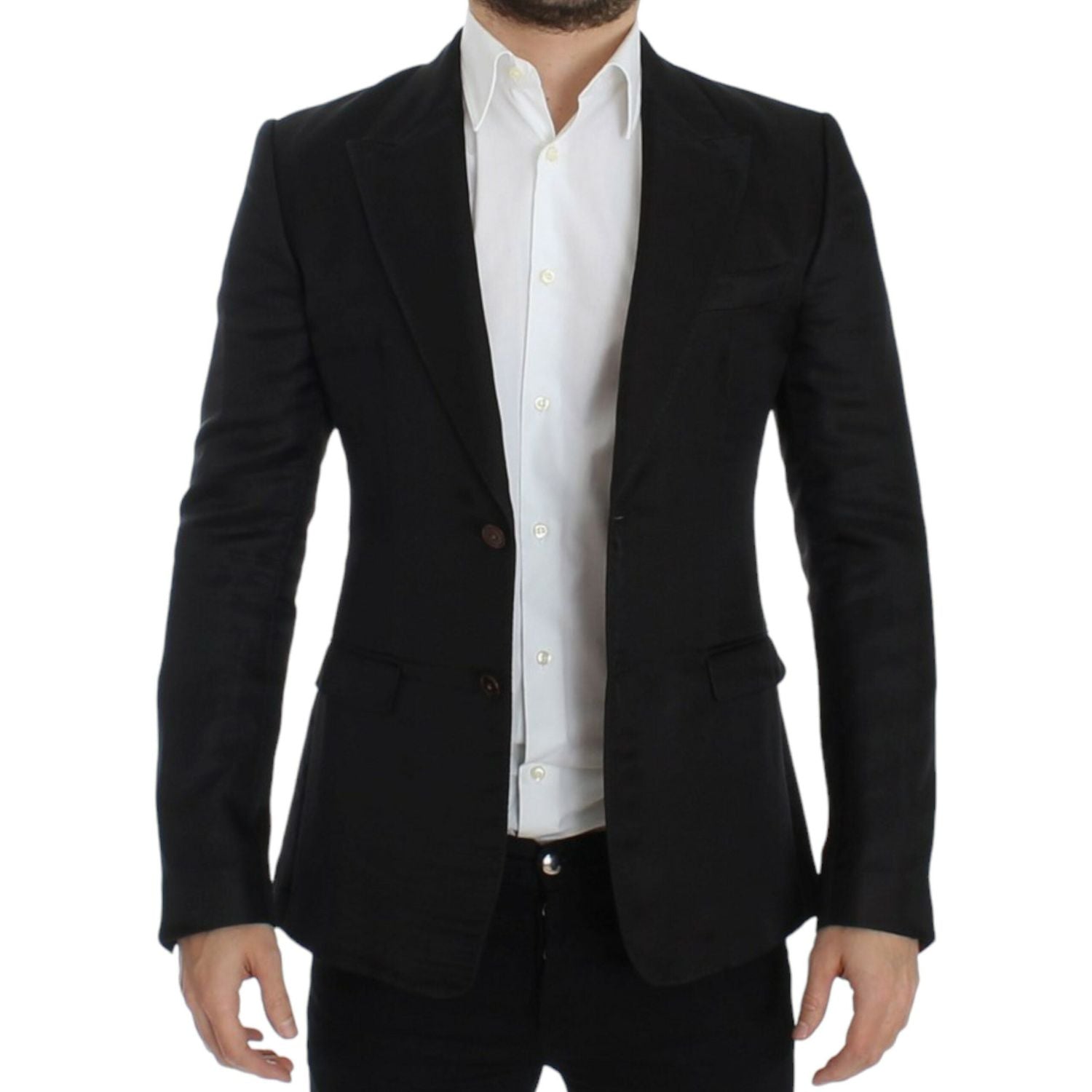 Dolce & Gabbana Black silk slim fit blazer