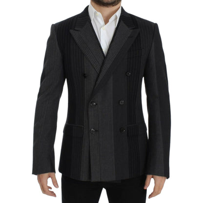 Dolce & Gabbana Gray striped wool stretch blazer Dolce & Gabbana