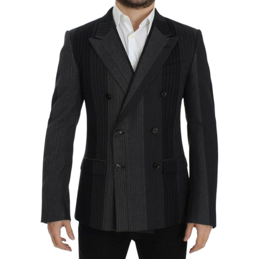 Dolce & Gabbana Gray striped wool stretch blazer Dolce & Gabbana