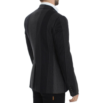 Dolce & Gabbana Gray striped wool stretch blazer Dolce & Gabbana
