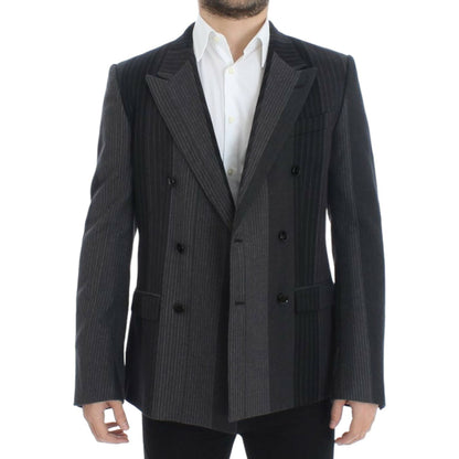 Dolce & Gabbana Gray striped wool stretch blazer Dolce & Gabbana