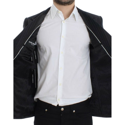 Dolce & Gabbana Gray striped wool stretch blazer Dolce & Gabbana