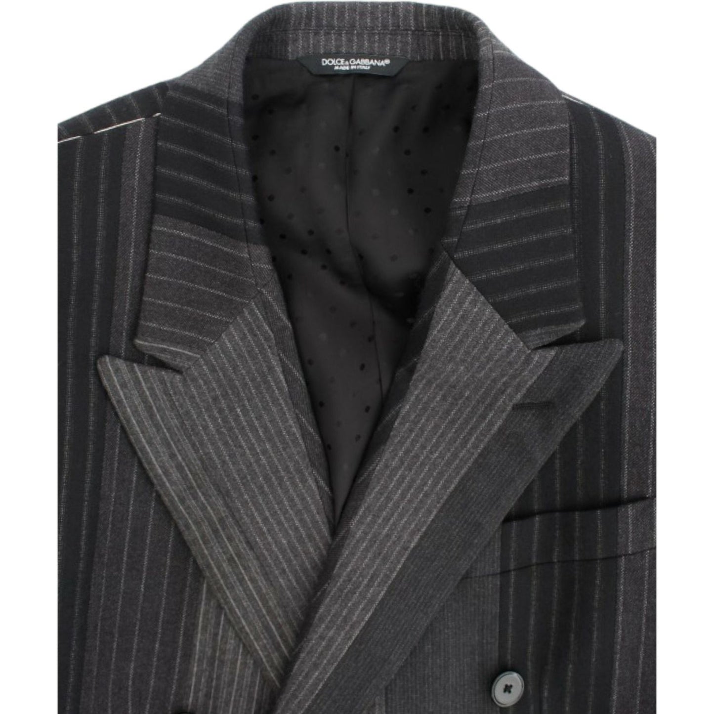 Dolce & Gabbana Gray striped wool stretch blazer Dolce & Gabbana
