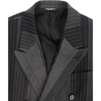 Dolce & Gabbana Gray striped wool stretch blazer Dolce & Gabbana