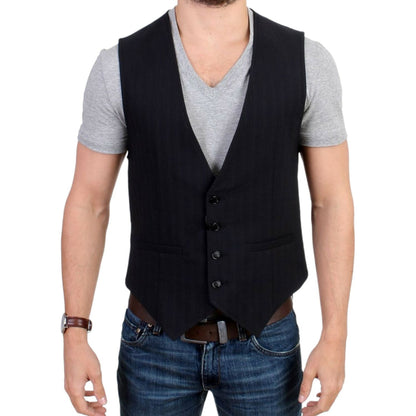 Costume National Black striped cotton casual vest Costume National