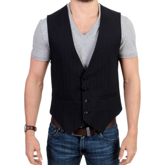Costume National Black striped cotton casual vest Costume National