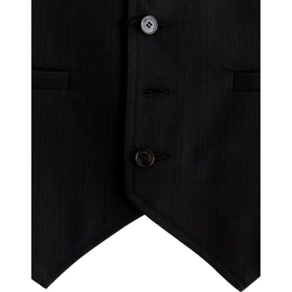 Costume National Black striped cotton casual vest Costume National