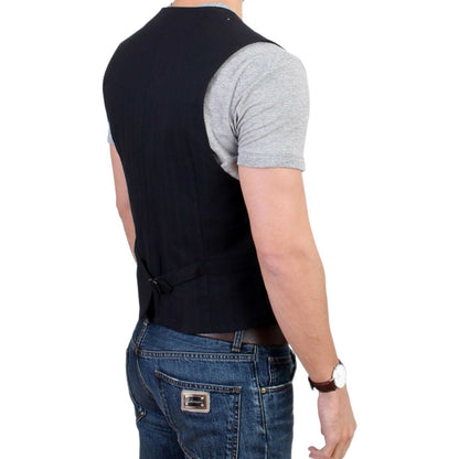 Costume National Black striped cotton casual vest Costume National