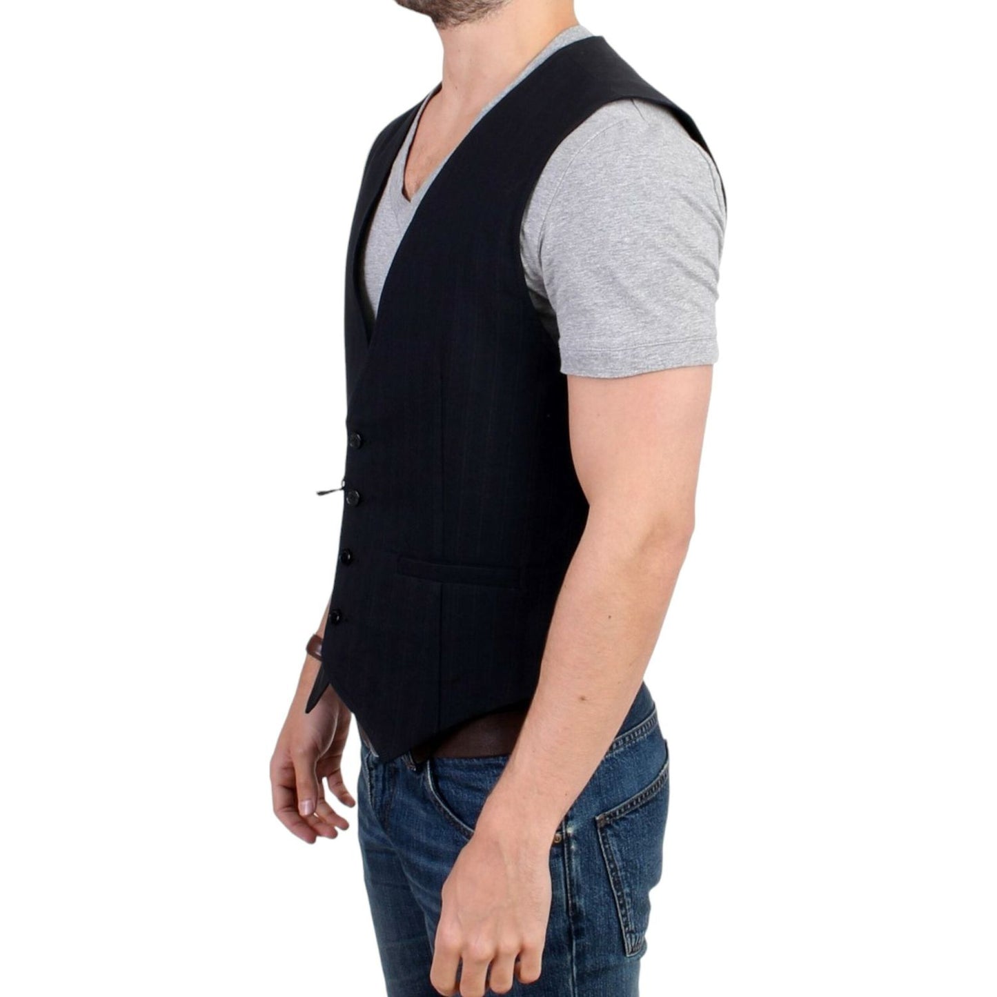 Costume National Black striped cotton casual vest Costume National