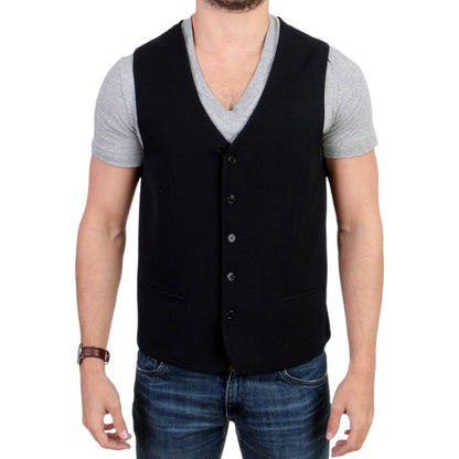 Costume National Black wool blend casual vest Costume National