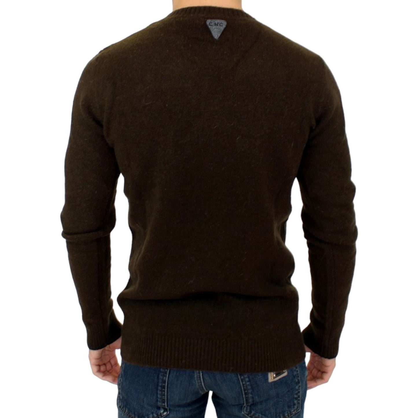 Costume National Brown striped crewneck sweater Costume National