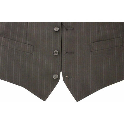 Dolce & Gabbana Black Striped Stretch Dress Vest Gilet Dolce & Gabbana