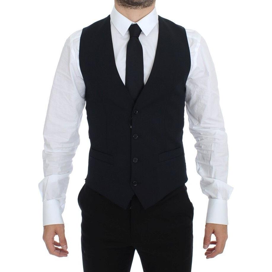 Dolce & Gabbana Blue Wool Formal Dress Vest Gilet
