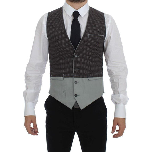 Dolce & Gabbana Gray Polka Dot Dress Vest Gilet Weste Dolce & Gabbana