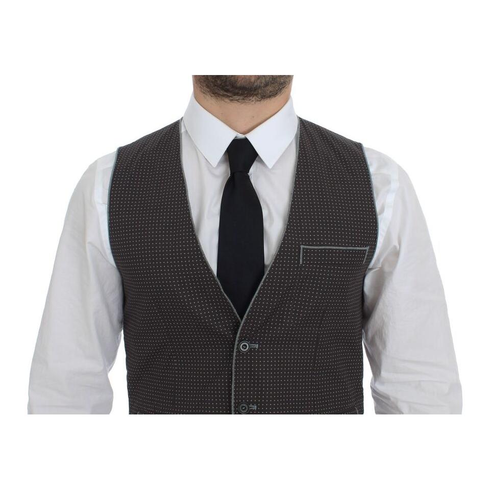 Dolce & Gabbana Gray Polka Dot Dress Vest Gilet Weste Dolce & Gabbana
