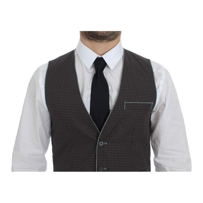 Dolce & Gabbana Gray Polka Dot Dress Vest Gilet Weste Dolce & Gabbana