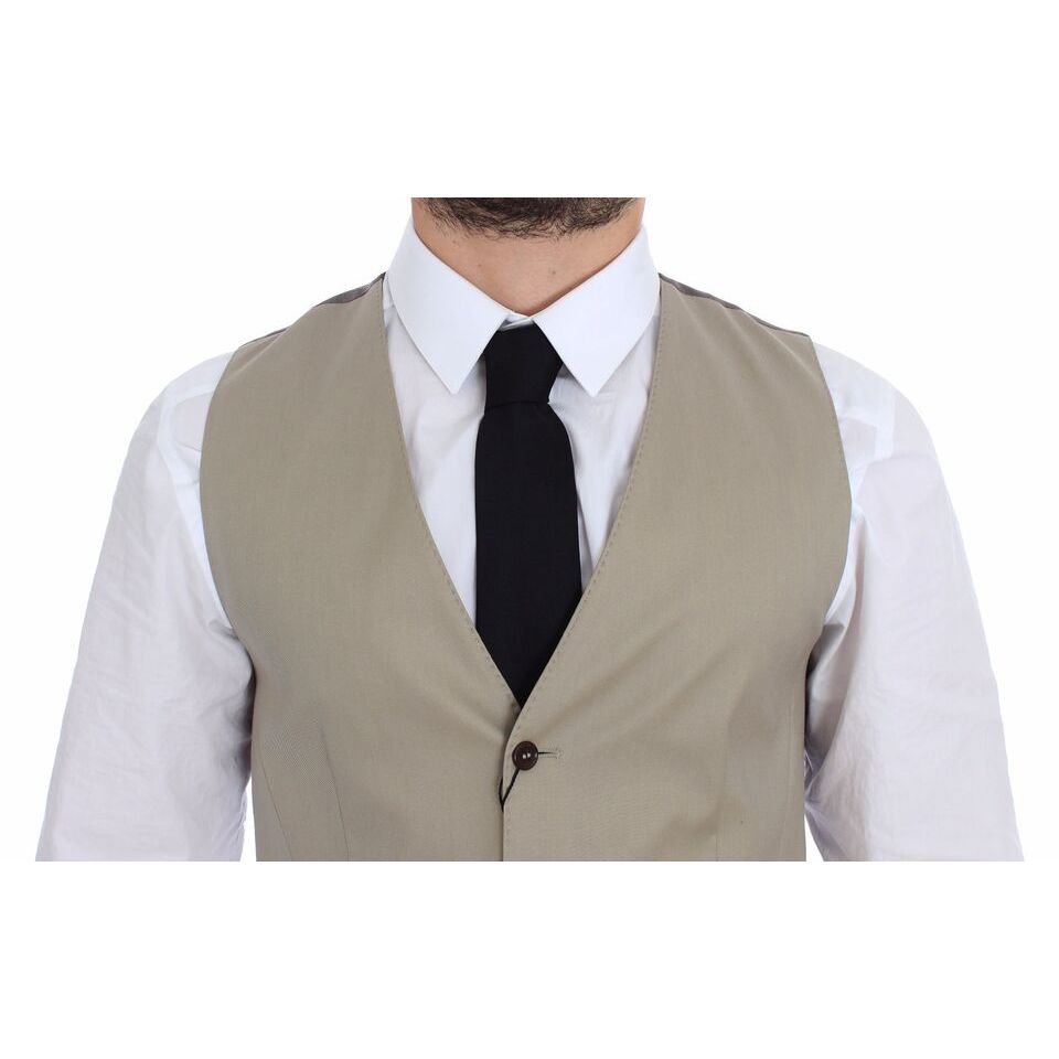 Dolce & Gabbana Beige Cotton Dress Vest Blazer Jacket