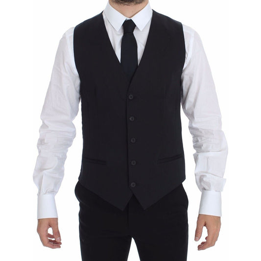 Dolce & Gabbana Blue Cotton Stretch Dress Vest Blazer VES10068-1