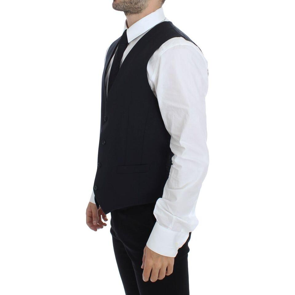Dolce & Gabbana Blue Cotton Stretch Dress Vest Blazer VES10057-1