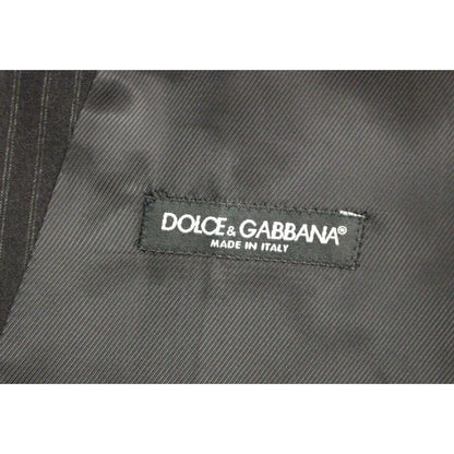 Dolce & Gabbana Black Striped Wool Single Breasted Vest Dolce & Gabbana