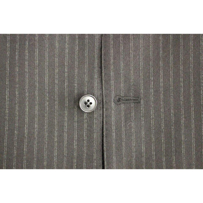 Dolce & Gabbana Black Striped Wool Single Breasted Vest Dolce & Gabbana