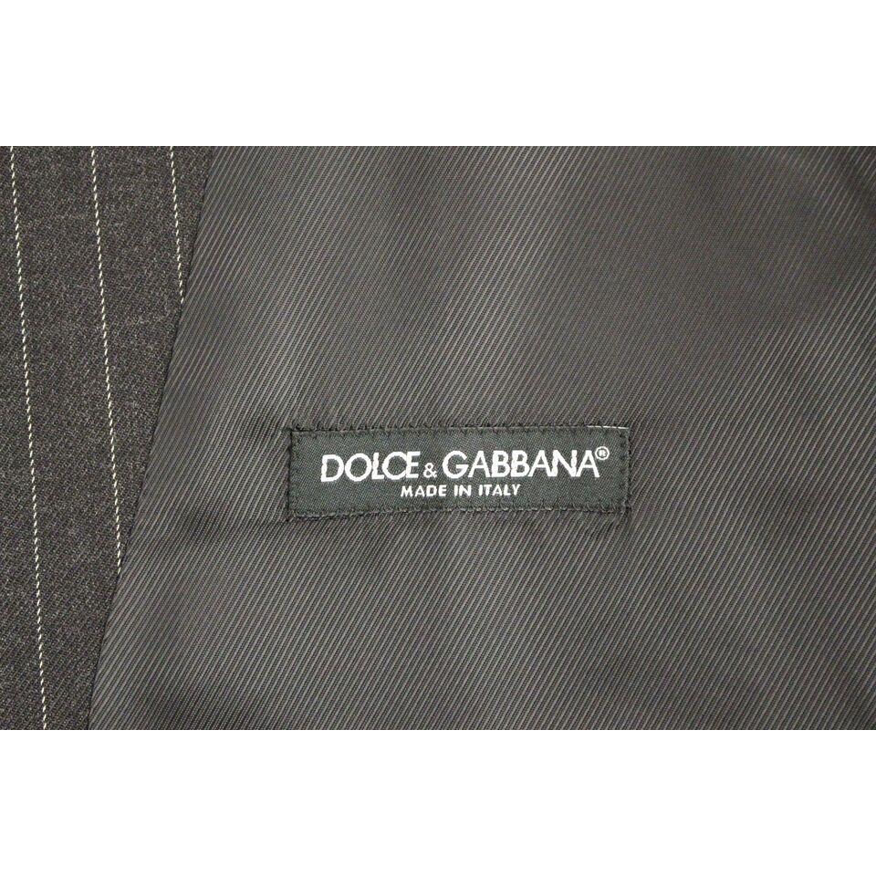 Dolce & Gabbana Gray Striped Wool Logo Vest Gilet Weste Dolce & Gabbana