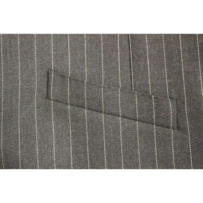 Dolce & Gabbana Gray Striped Wool Logo Vest Gilet Weste Dolce & Gabbana