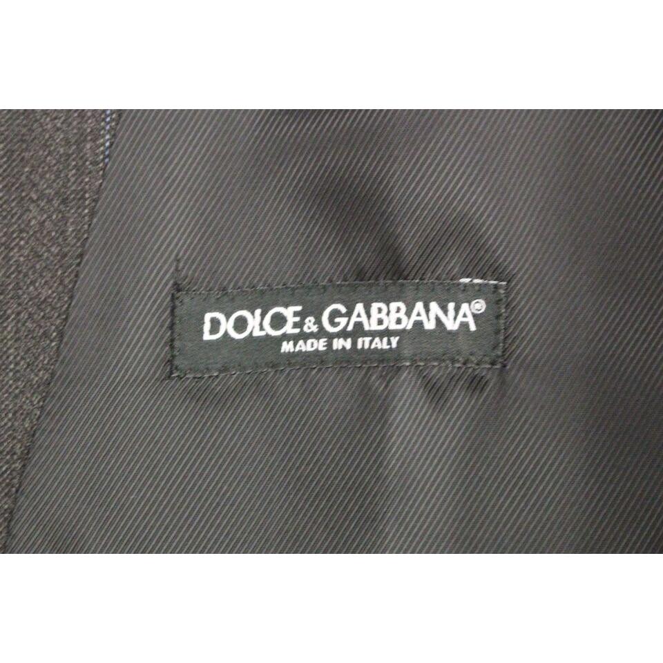 Dolce & Gabbana Gray Striped Wool Logo Vest Gilet Weste Dolce & Gabbana