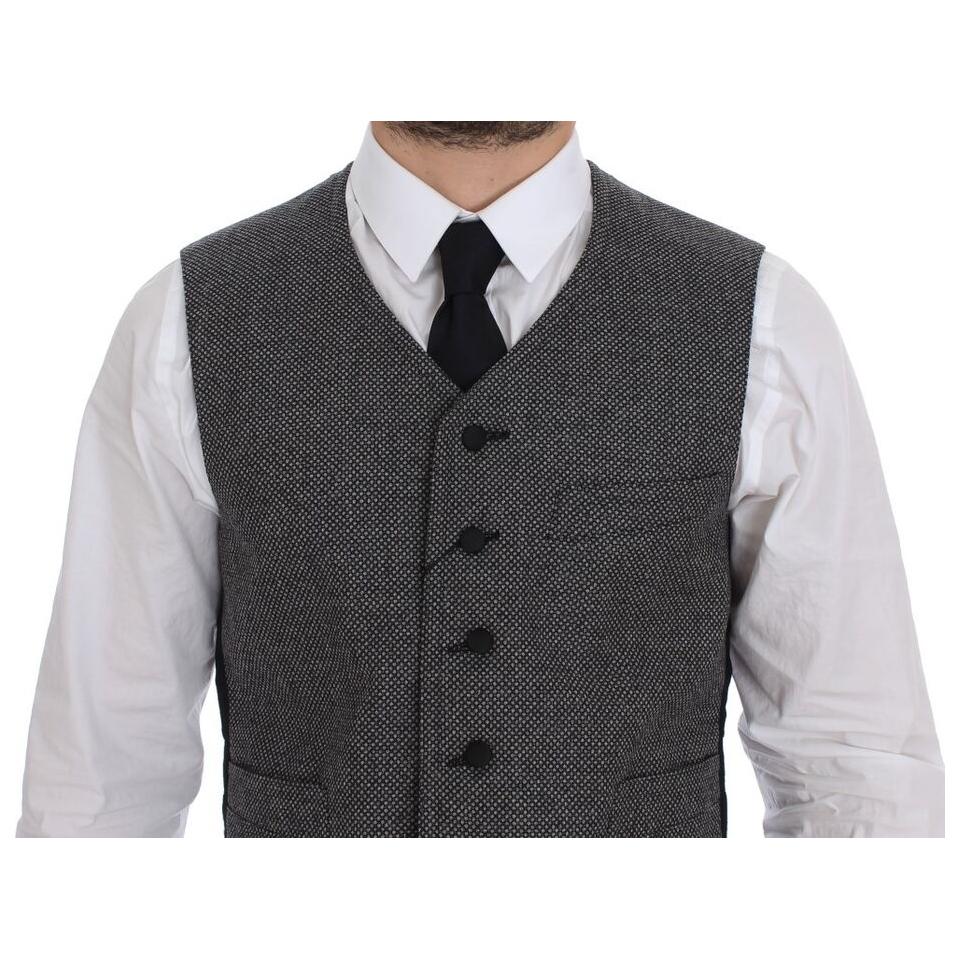 Dolce & Gabbana Gray Cotton Blend Logo Vest Gilet Weste Dolce & Gabbana