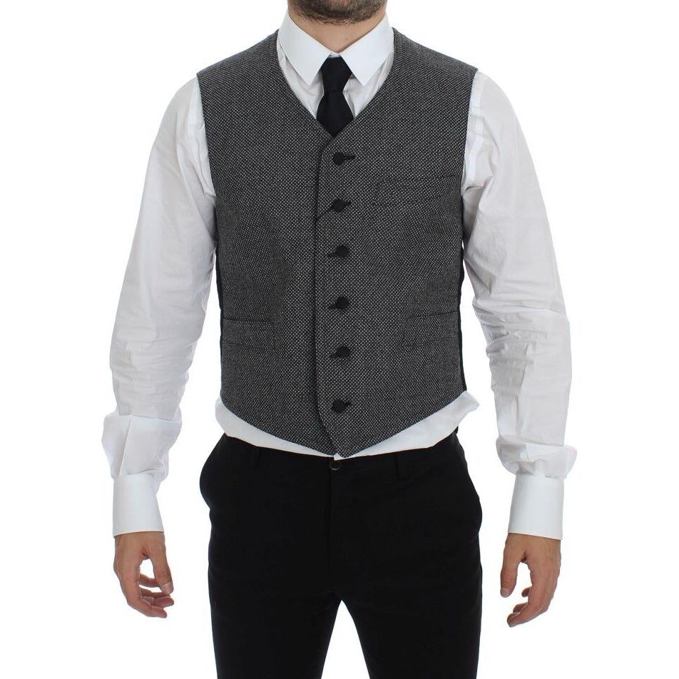 Dolce & Gabbana Gray Cotton Blend Logo Vest Gilet Weste Dolce & Gabbana