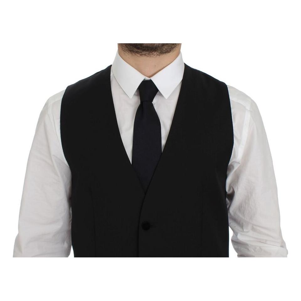 Dolce & Gabbana Black Wool Formal Dress Vest Gilet Weste