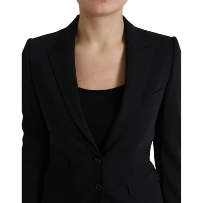 Dolce & Gabbana Black Wool Single Breasted Blazer Coat Jacket
