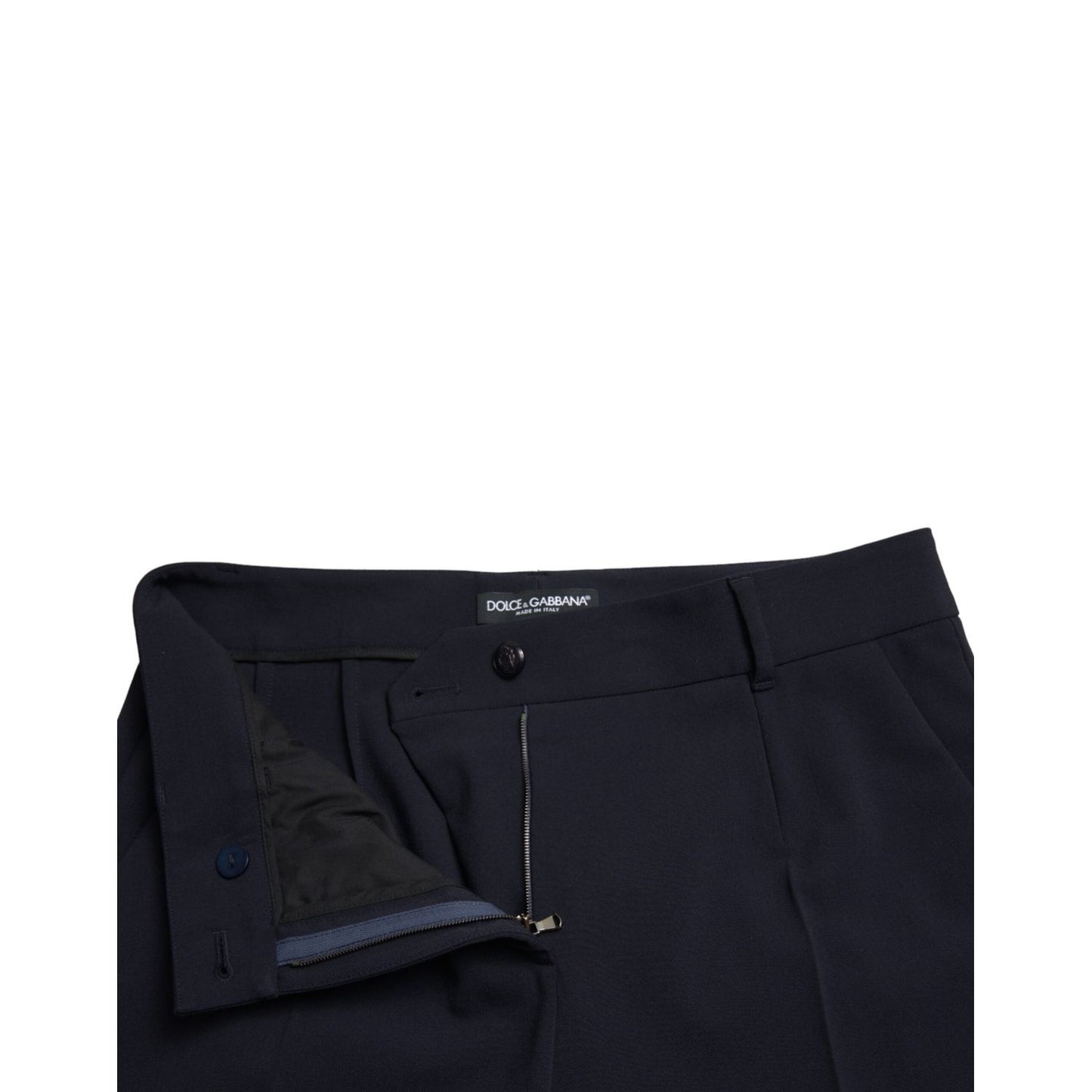 Dolce & Gabbana Blue Mid Waist Tapered Cropped Pants