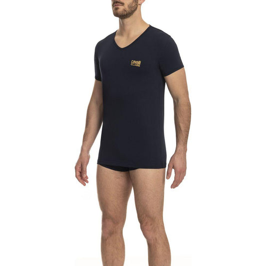 Cavalli Class Blue Cotton Men T-Shirt CA-23760-M