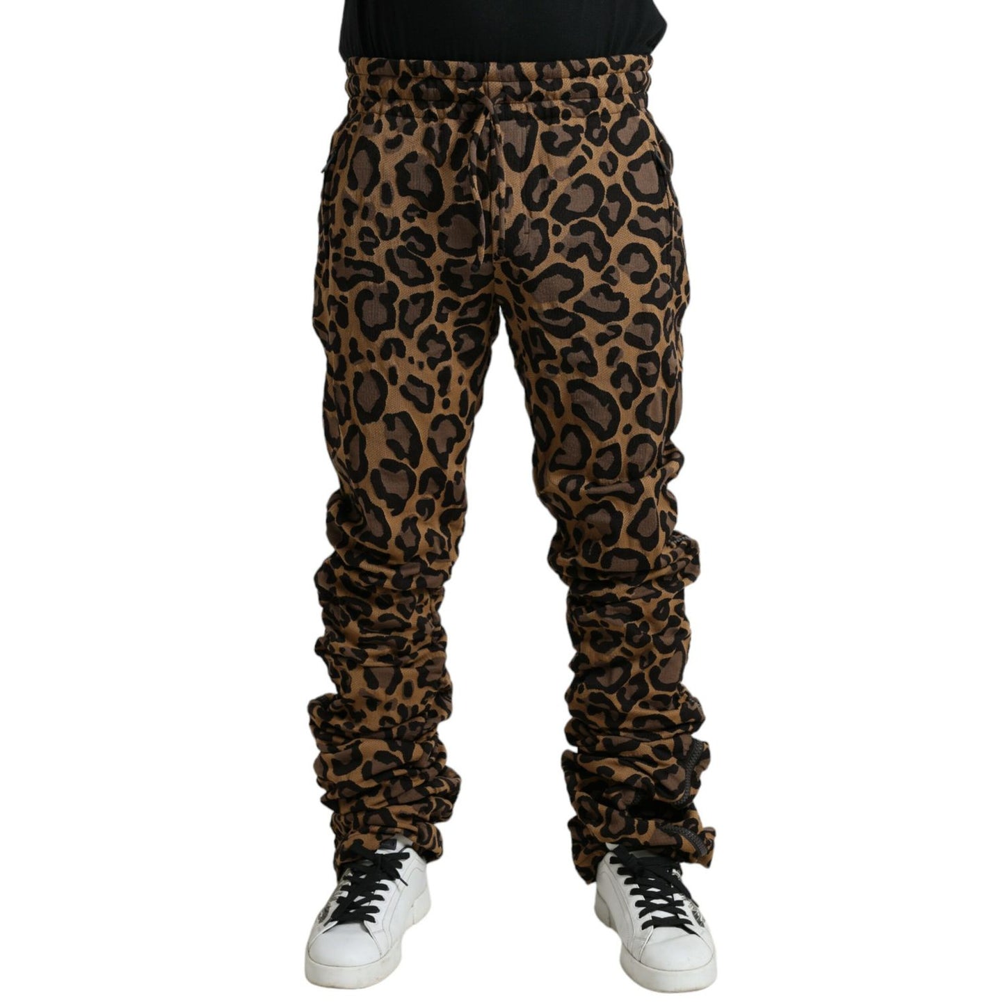 Dolce & Gabbana Brown Leopard Jacquard Jogger Pants