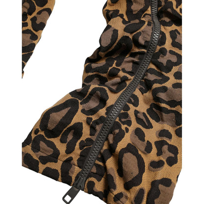 Dolce & Gabbana Brown Leopard Jacquard Jogger Pants