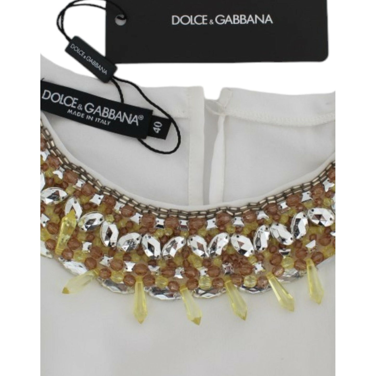 Dolce & Gabbana White crystal embellished tank top 1728,67345645728,Clothing,Dolce & Gabbana,IT40|S,Material: 100% silk,New with tags,Sleeveless - T-Shirts - Clothing,T-Shirts - Clothing,Tank Tops - T-Shirts - Clothing,Tops & T-Shirts - Women - Clothing,W