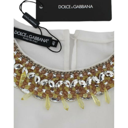 Dolce & Gabbana White crystal embellished tank top 1728,67345645728,Clothing,Dolce & Gabbana,IT40|S,Material: 100% silk,New with tags,Sleeveless - T-Shirts - Clothing,T-Shirts - Clothing,Tank Tops - T-Shirts - Clothing,Tops & T-Shirts - Women - Clothing,W