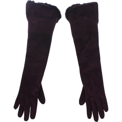 Dolce & Gabbana Purple Mink Fur Goatskin Suede Leather Gloves Dolce & Gabbana